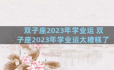 双子座2023年学业运 双子座2023年学业运太糟糕了